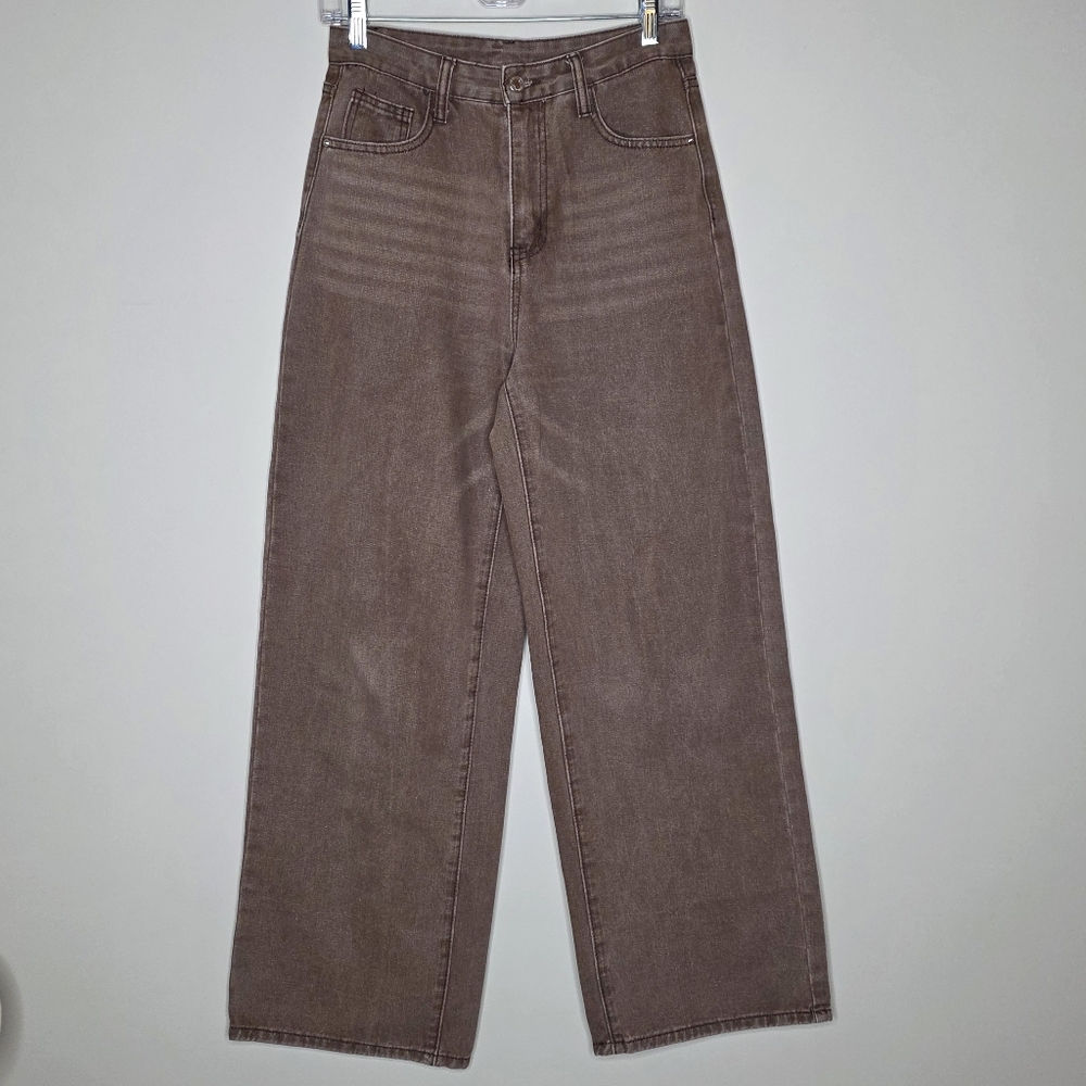 SHEIN Brown High Waist Wide Leg Jeans Size 4